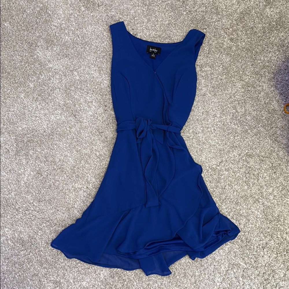 by & by Blue Ruffled Tie Front Sundress